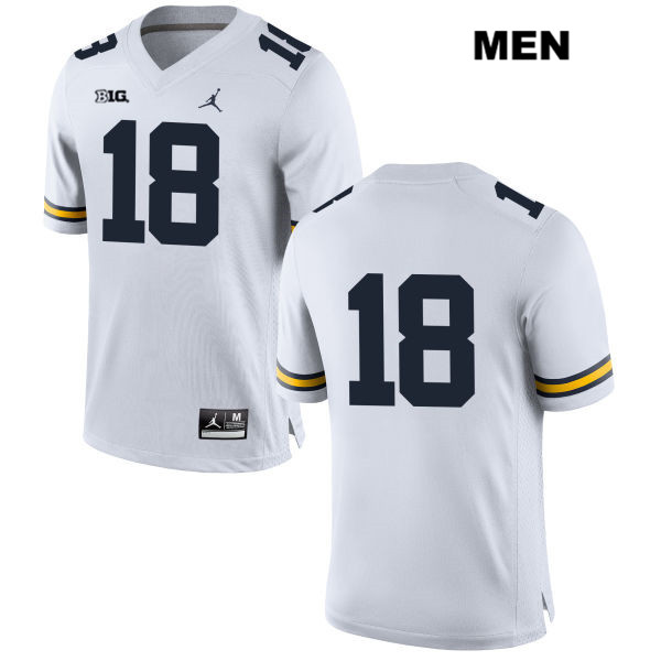 Men's NCAA Michigan Wolverines George Caratan #18 No Name White Jordan Brand Authentic Stitched Football College Jersey VA25C41EW